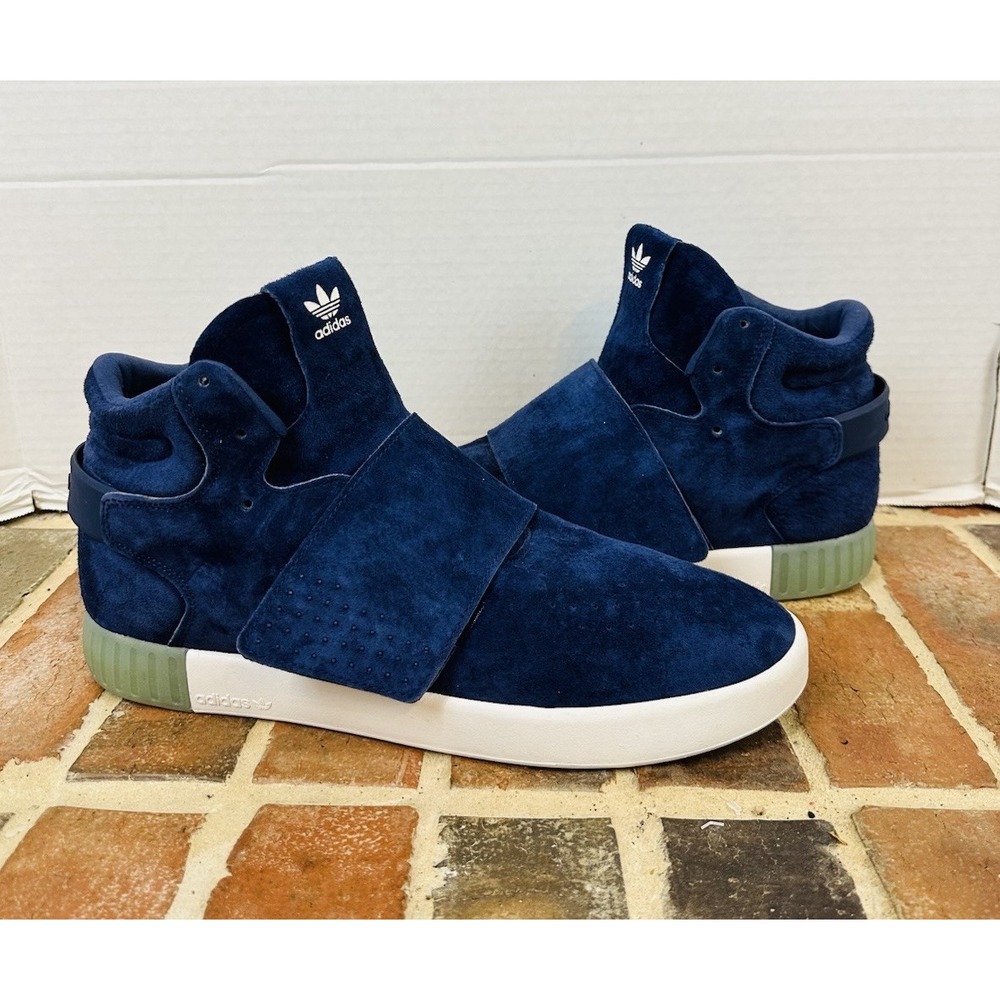 Adidas Blue Tubular Invader Sneakers Running Basketball Suede 80 Style Men's 13